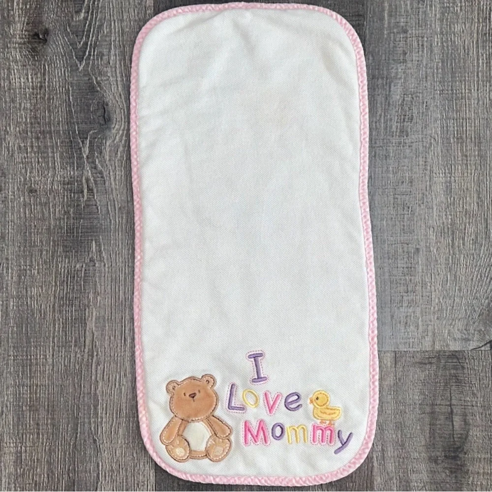 💞 Baby Girls I Love Mommy Teddy Bear Burp Cloth